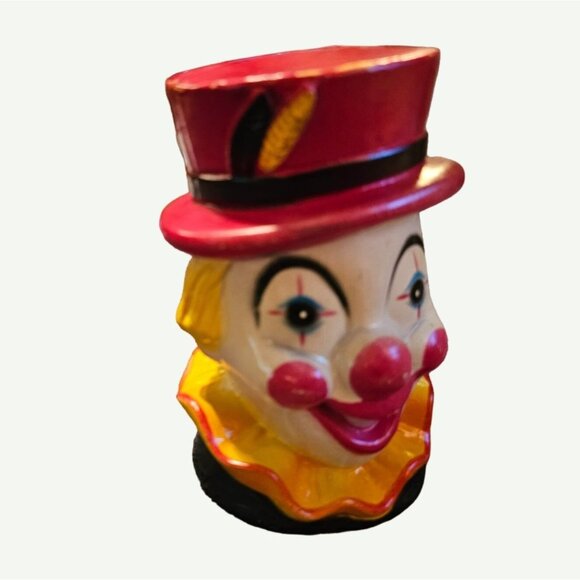 Vintage 1960's Coin Bank Smiling Circus Clown  Bank Hard Plastic Carnival Prize - Picture 2 of 14
